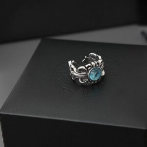 [국내배송]크롬하츠 블루스톤 플로랄 크로스 링 반지