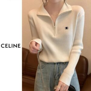 [국내배송]셀린느 베이직 반집업 골지니트