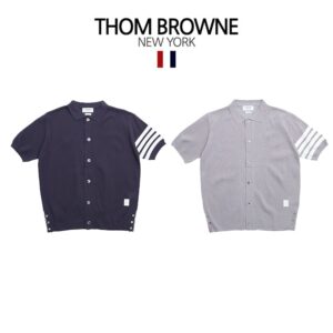 [국내배송]톰브라운 로고패치 리브 폴로 반팔가디건(2color)