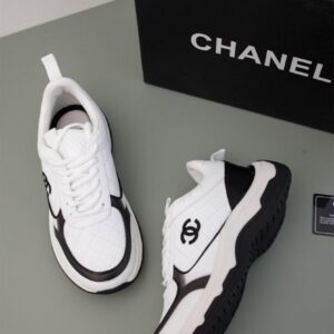 [국내배송]샤넬 스니커즈 메쉬 스웨이드 카프스킨 화이트 블랙