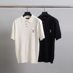 [국내배송]루이비통 LV자수 패턴 반팔 카라 니트