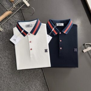 [국내배송]에르메스 2025SS H로고 스티치 포인트 카라티셔츠