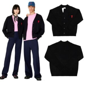 [국내배송]아미 ADS울앤 코튼엠브로이디드가디건 (블랙)